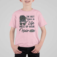 Funny Biker Woman T Shirt For Kid The Best Things In Life Mess Up Your Hair - Wonder Print Shop