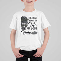 Funny Biker Woman T Shirt For Kid The Best Things In Life Mess Up Your Hair - Wonder Print Shop