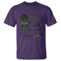 Funny Biker Woman T Shirt The Best Things In Life Mess Up Your Hair - Wonder Print Shop