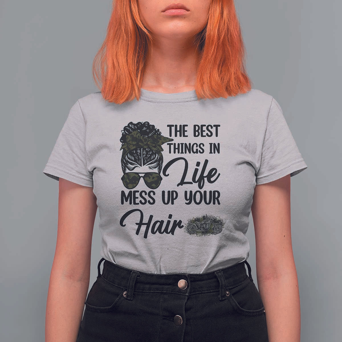 Funny Biker Woman T Shirt For Women The Best Things In Life Mess Up Your Hair - Wonder Print Shop