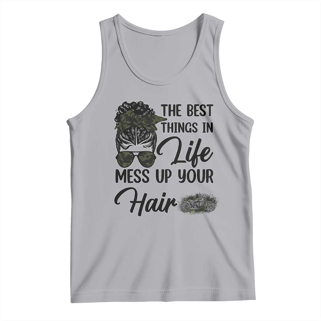 Funny Biker Woman Tank Top The Best Things In Life Mess Up Your Hair - Wonder Print Shop