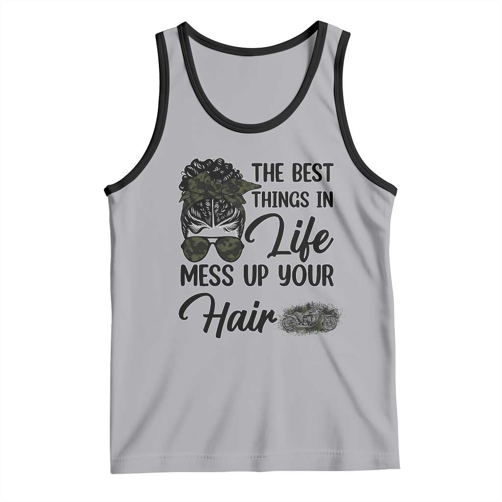 Funny Biker Woman Tank Top The Best Things In Life Mess Up Your Hair - Wonder Print Shop