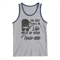 Funny Biker Woman Tank Top The Best Things In Life Mess Up Your Hair - Wonder Print Shop