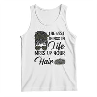 Funny Biker Woman Tank Top The Best Things In Life Mess Up Your Hair - Wonder Print Shop