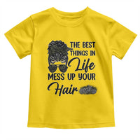 Funny Biker Woman Toddler T Shirt The Best Things In Life Mess Up Your Hair - Wonder Print Shop