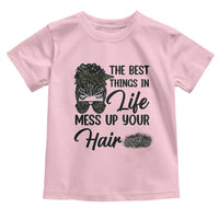 Funny Biker Woman Toddler T Shirt The Best Things In Life Mess Up Your Hair - Wonder Print Shop