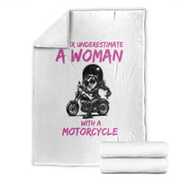 Funny Biker Woman Throw Blanket Never Underestimate A Women On A Motorcycle - Wonder Print Shop