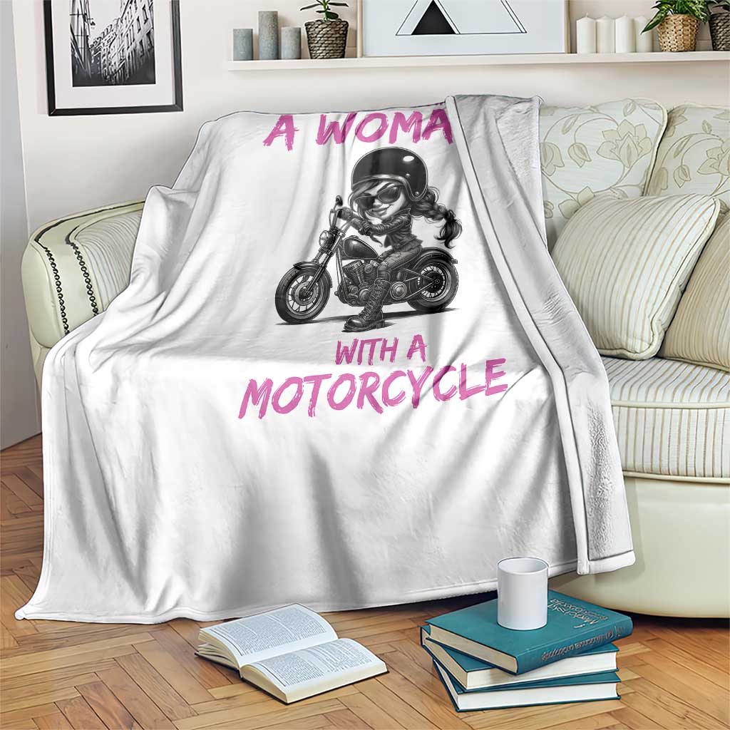Funny Biker Woman Throw Blanket Never Underestimate A Women On A Motorcycle - Wonder Print Shop