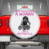 Funny Biker Woman Spare Tire Cover Never Underestimate A Women On A Motorcycle - Wonder Print Shop