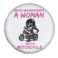 Funny Biker Woman Spare Tire Cover Never Underestimate A Women On A Motorcycle - Wonder Print Shop