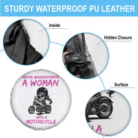 Funny Biker Woman Spare Tire Cover Never Underestimate A Women On A Motorcycle - Wonder Print Shop