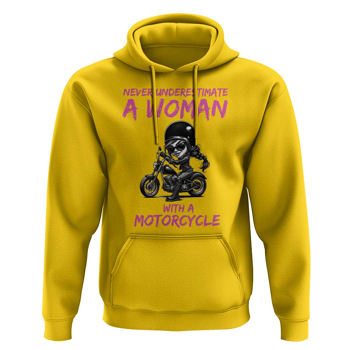Funny Biker Woman Hoodie Never Underestimate A Women On A Motorcycle - Wonder Print Shop