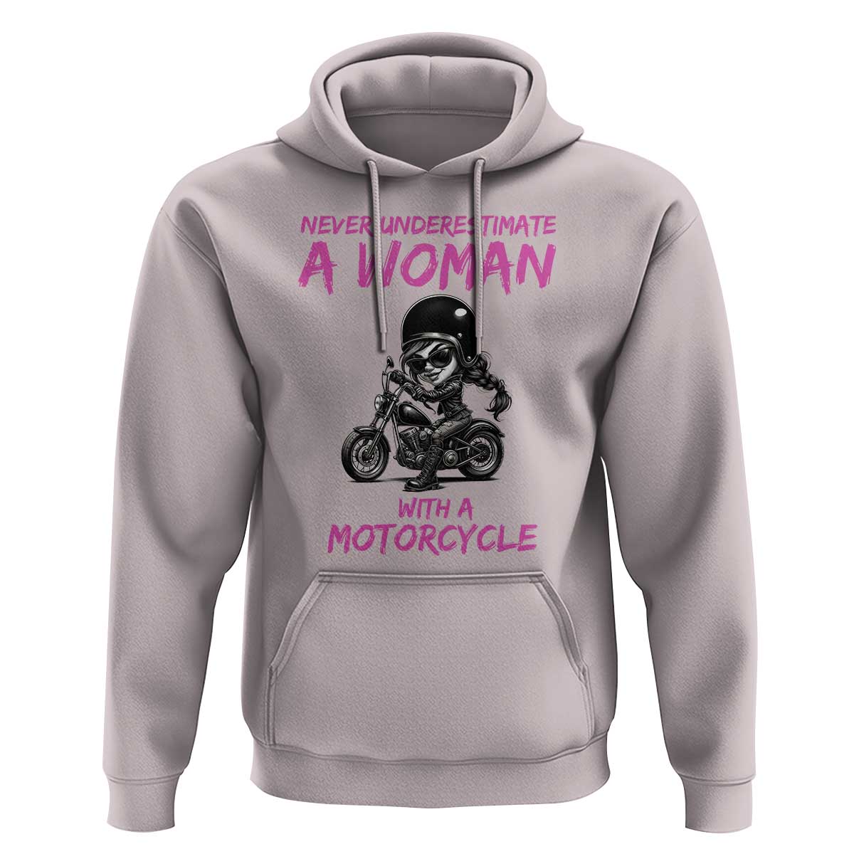 Funny Biker Woman Hoodie Never Underestimate A Women On A Motorcycle - Wonder Print Shop