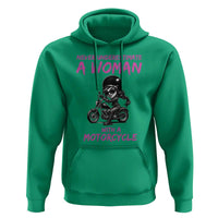 Funny Biker Woman Hoodie Never Underestimate A Women On A Motorcycle - Wonder Print Shop