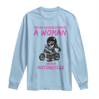 Funny Biker Woman Long Sleeve Shirt Never Underestimate A Women On A Motorcycle - Wonder Print Shop