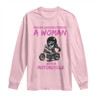 Funny Biker Woman Long Sleeve Shirt Never Underestimate A Women On A Motorcycle - Wonder Print Shop