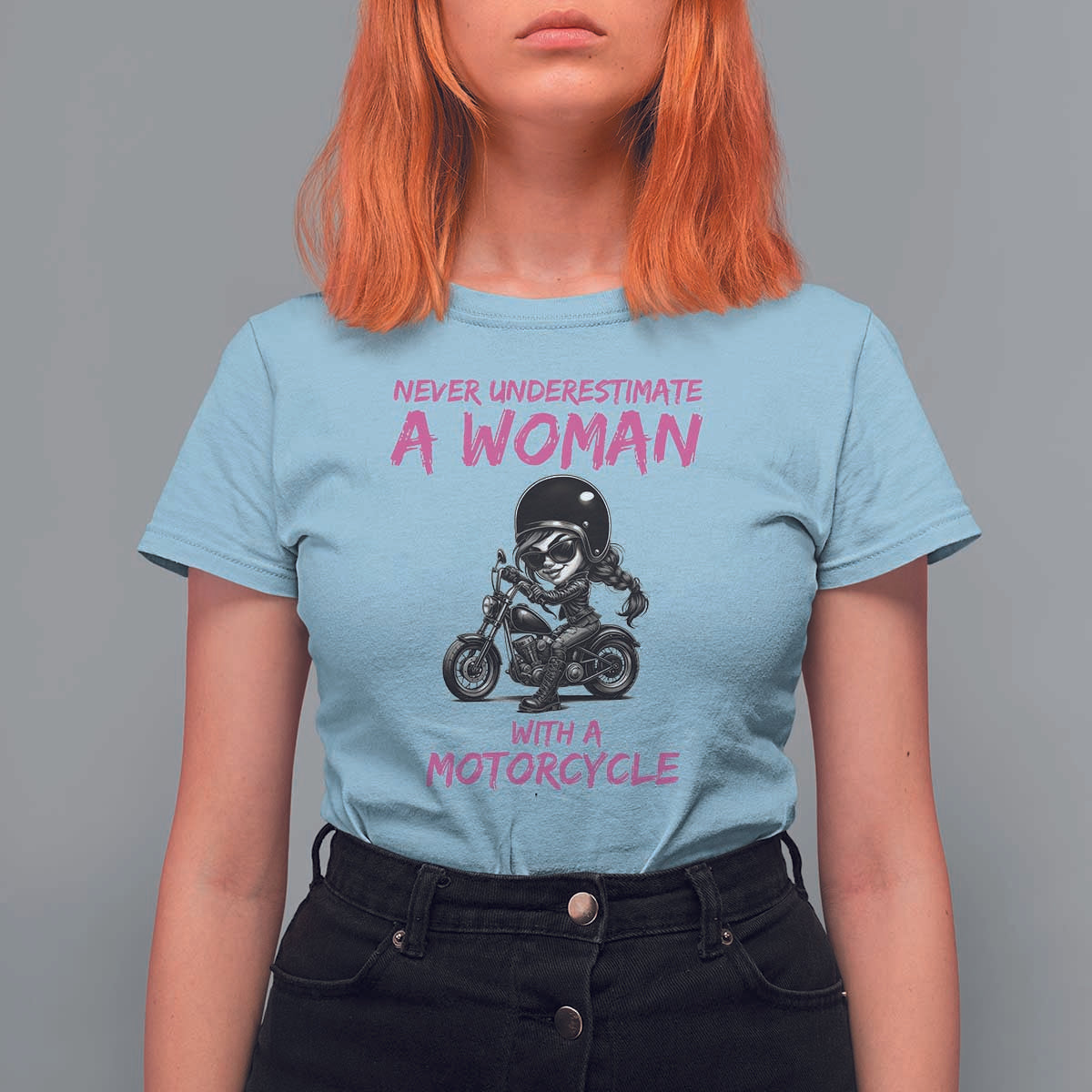 Funny Biker Woman T Shirt For Women Never Underestimate A Women On A Motorcycle - Wonder Print Shop