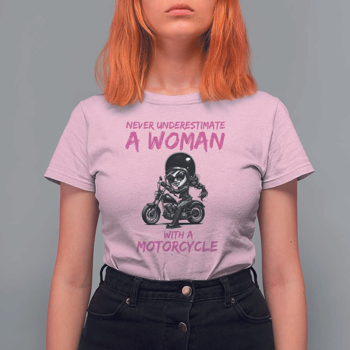 Funny Biker Woman T Shirt For Women Never Underestimate A Women On A Motorcycle - Wonder Print Shop