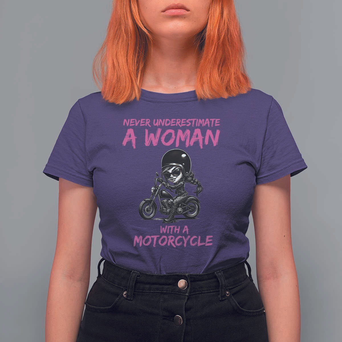 Funny Biker Woman T Shirt For Women Never Underestimate A Women On A Motorcycle - Wonder Print Shop