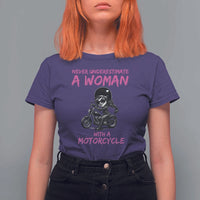 Funny Biker Woman T Shirt For Women Never Underestimate A Women On A Motorcycle - Wonder Print Shop