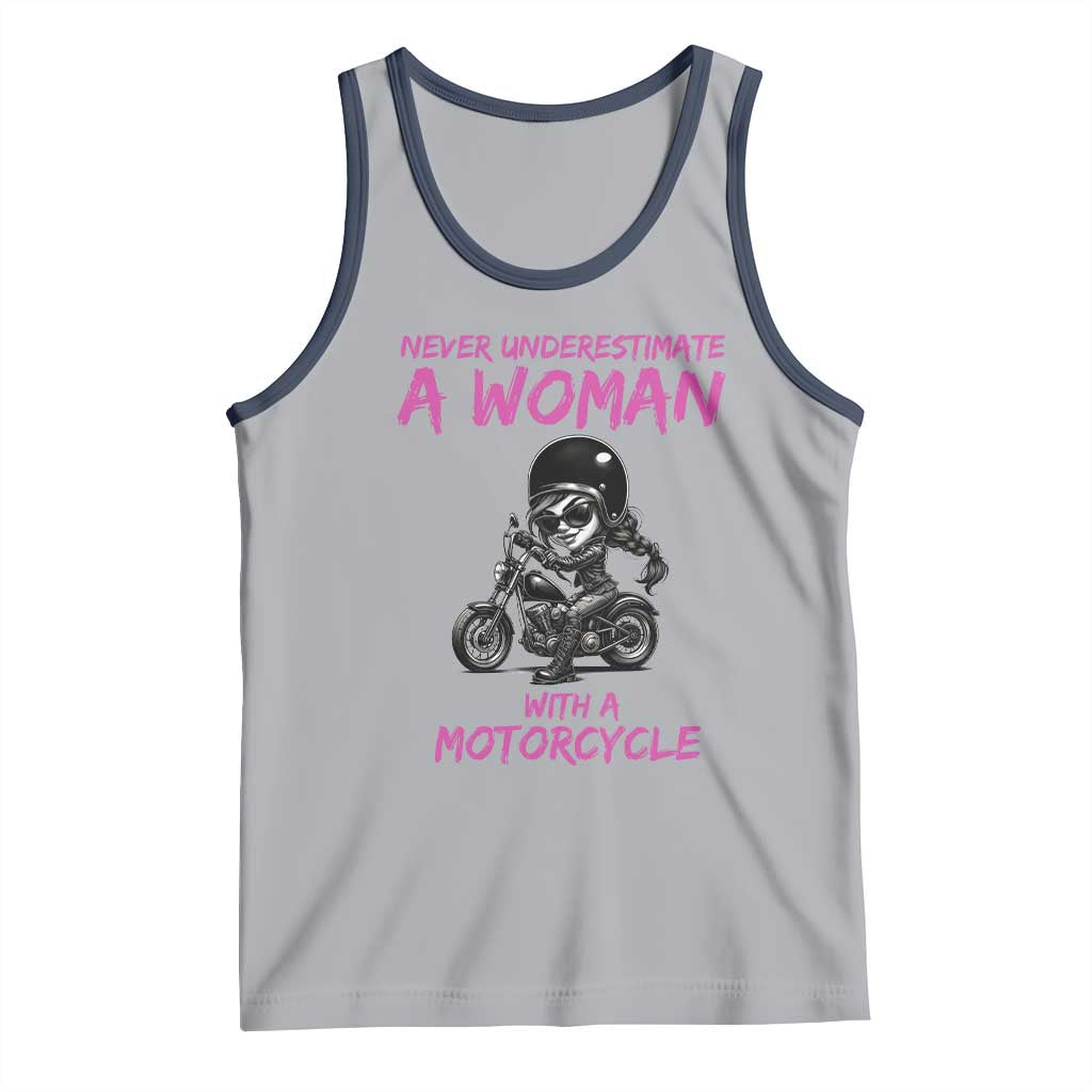 Funny Biker Woman Tank Top Never Underestimate A Women On A Motorcycle - Wonder Print Shop