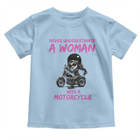 Funny Biker Woman Toddler T Shirt Never Underestimate A Women On A Motorcycle - Wonder Print Shop