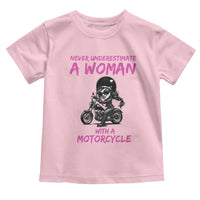 Funny Biker Woman Toddler T Shirt Never Underestimate A Women On A Motorcycle - Wonder Print Shop