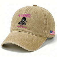 Funny Biker Woman Washed Cotton Baseball Cap Never Underestimate A Women On A Motorcycle