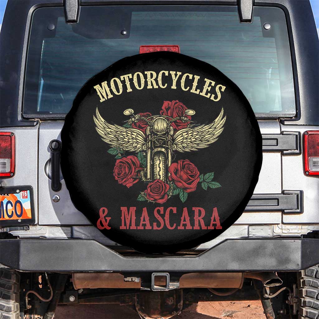 Motorcycle Women Biker Spare Tire Cover Motorcycles And Mascara Roses - Wonder Print Shop
