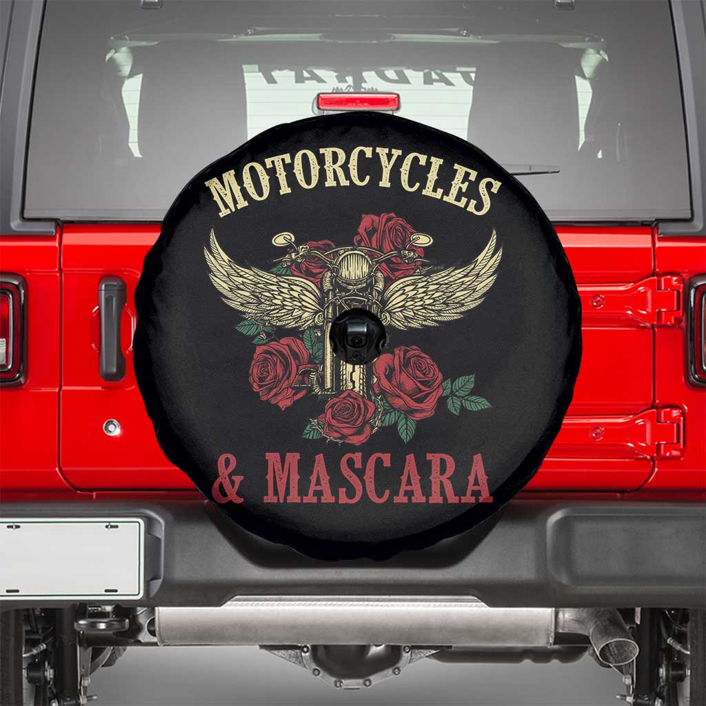 Motorcycle Women Biker Spare Tire Cover Motorcycles And Mascara Roses - Wonder Print Shop