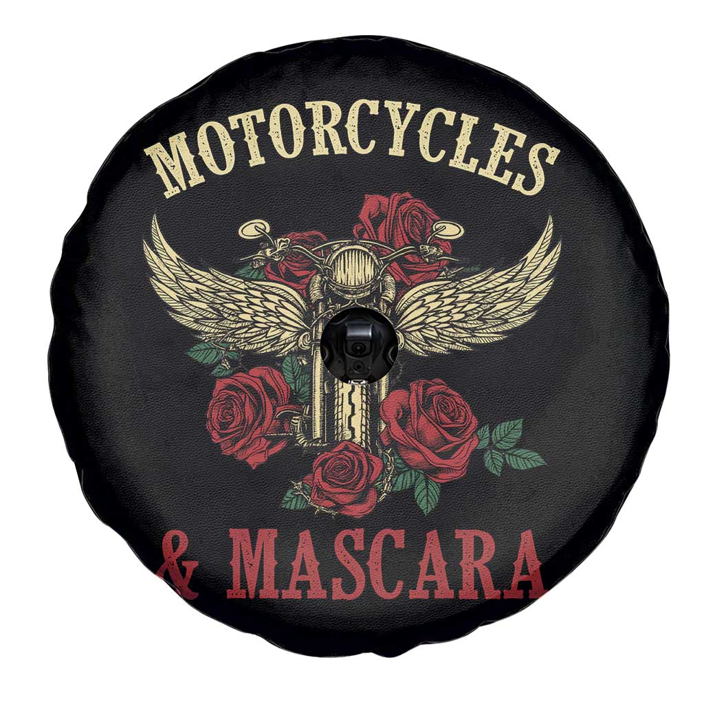 Motorcycle Women Biker Spare Tire Cover Motorcycles And Mascara Roses - Wonder Print Shop