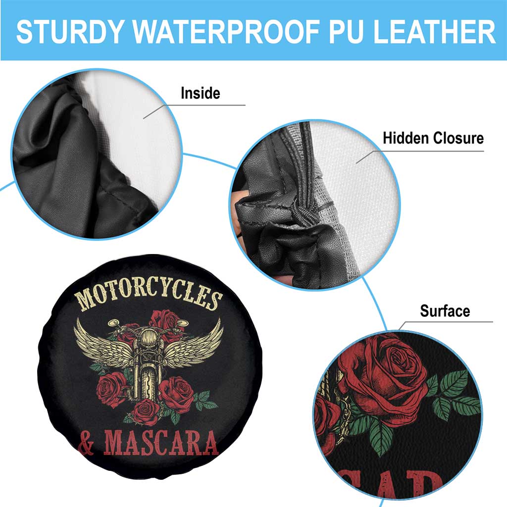 Motorcycle Women Biker Spare Tire Cover Motorcycles And Mascara Roses - Wonder Print Shop