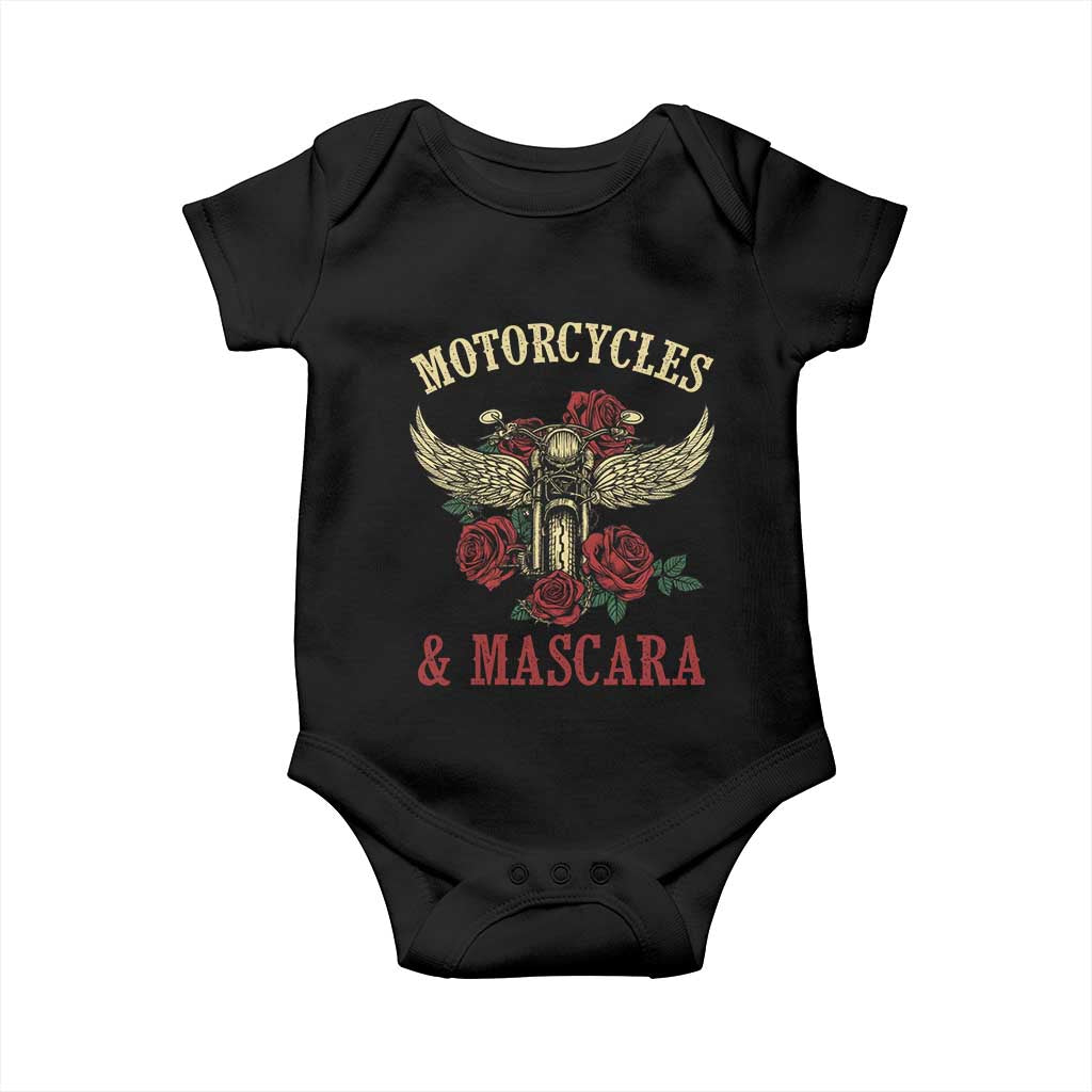 Motorcycle Women Biker Baby Onesie Motorcycles And Mascara Roses - Wonder Print Shop