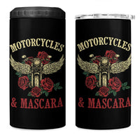 Motorcycle Women Biker 4 in 1 Can Cooler Tumbler Motorcycles And Mascara Roses