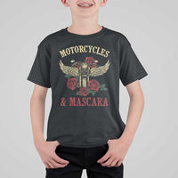 Motorcycle Women Biker T Shirt For Kid Motorcycles And Mascara Roses - Wonder Print Shop