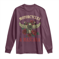 Motorcycle Women Biker Long Sleeve Shirt Motorcycles And Mascara Roses - Wonder Print Shop