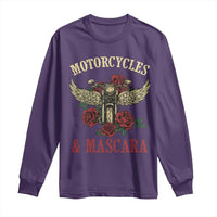 Motorcycle Women Biker Long Sleeve Shirt Motorcycles And Mascara Roses - Wonder Print Shop