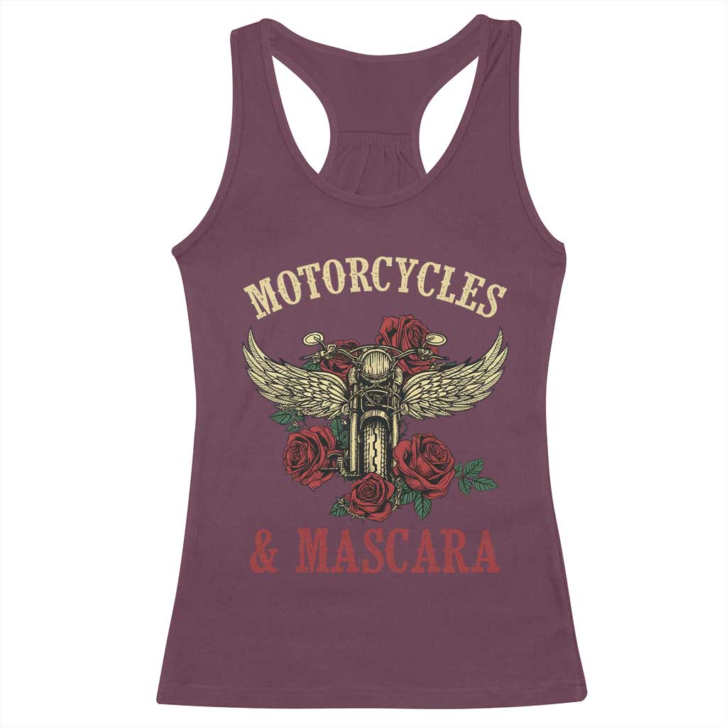 Motorcycle Women Biker Racerback Tank Top Motorcycles And Mascara Roses - Wonder Print Shop