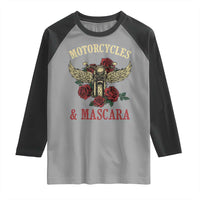 Motorcycle Women Biker Raglan Shirt Motorcycles And Mascara Roses - Wonder Print Shop