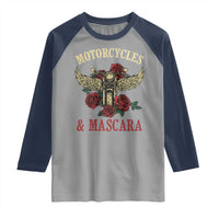 Motorcycle Women Biker Raglan Shirt Motorcycles And Mascara Roses - Wonder Print Shop