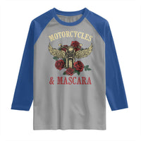 Motorcycle Women Biker Raglan Shirt Motorcycles And Mascara Roses - Wonder Print Shop