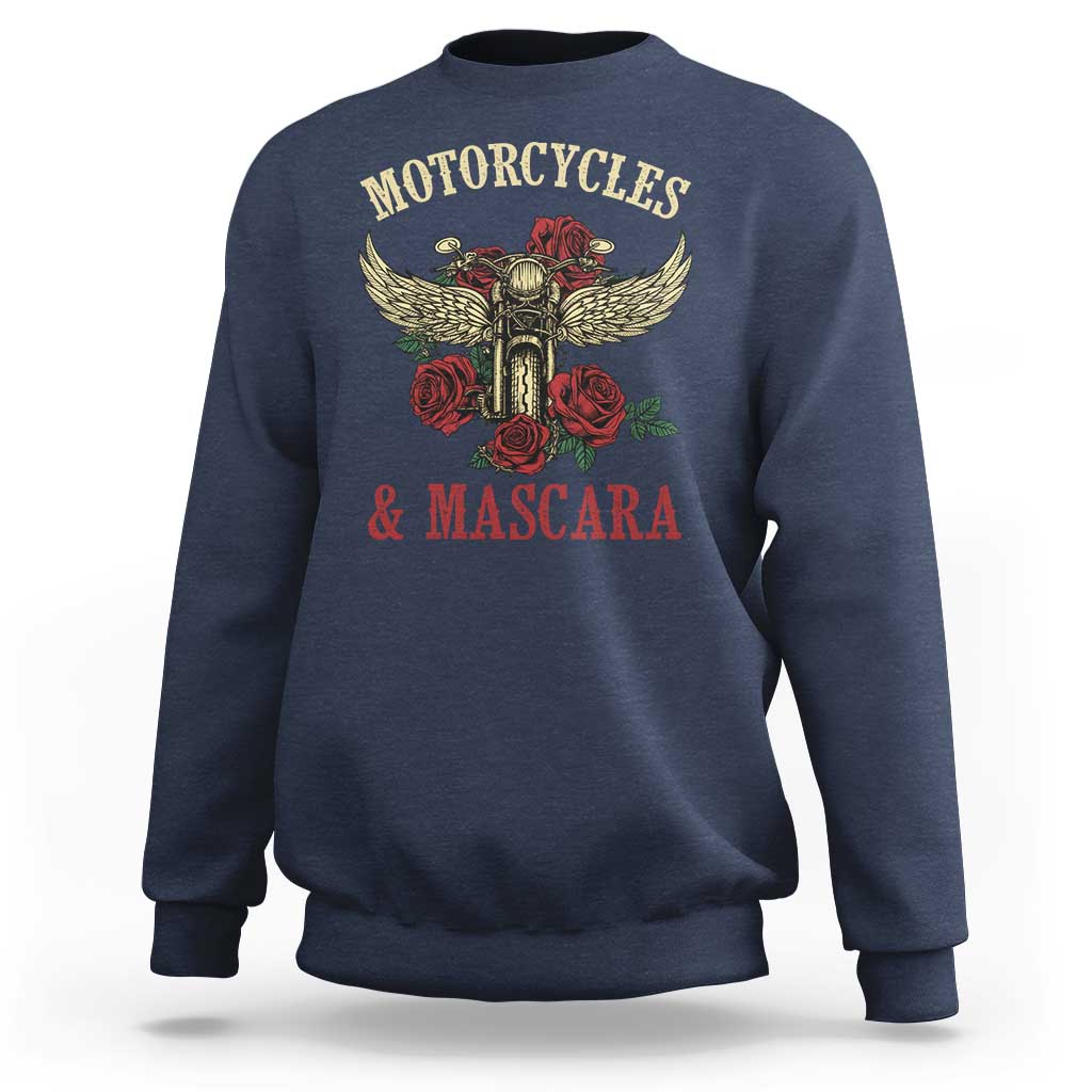 Motorcycle Women Biker Sweatshirt Motorcycles And Mascara Roses - Wonder Print Shop