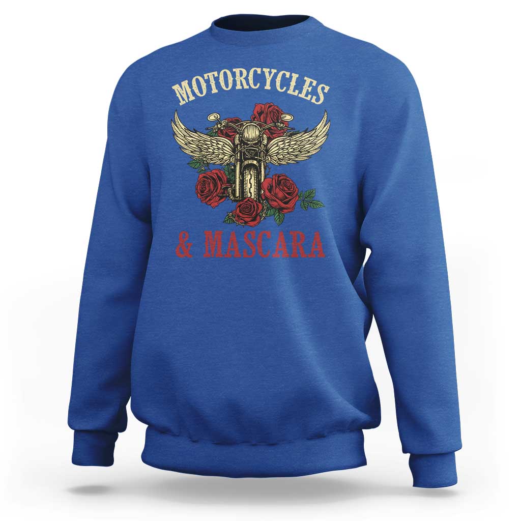Motorcycle Women Biker Sweatshirt Motorcycles And Mascara Roses - Wonder Print Shop