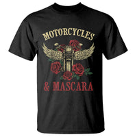 Motorcycle Women Biker T Shirt Motorcycles And Mascara Roses - Wonder Print Shop