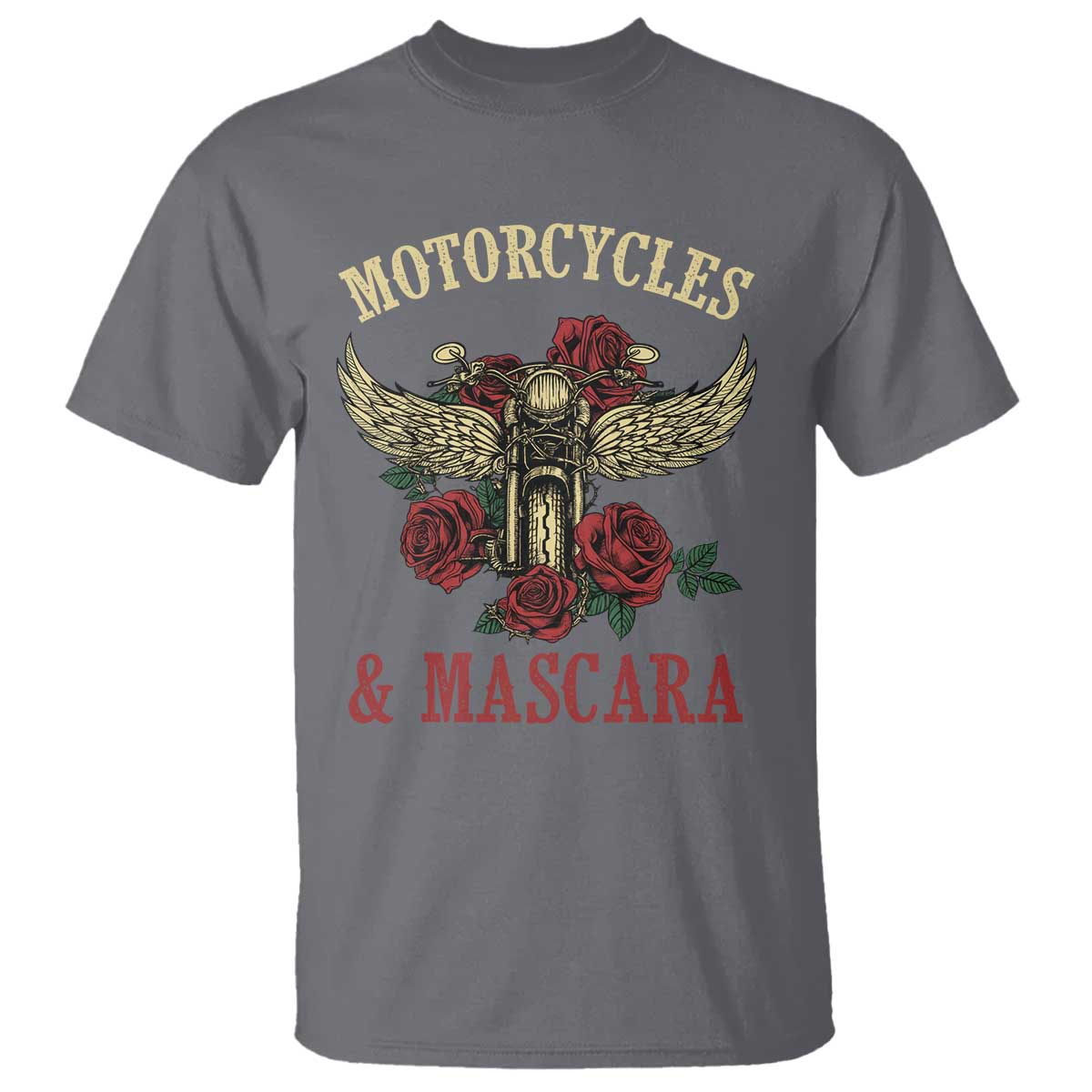 Motorcycle Women Biker T Shirt Motorcycles And Mascara Roses - Wonder Print Shop