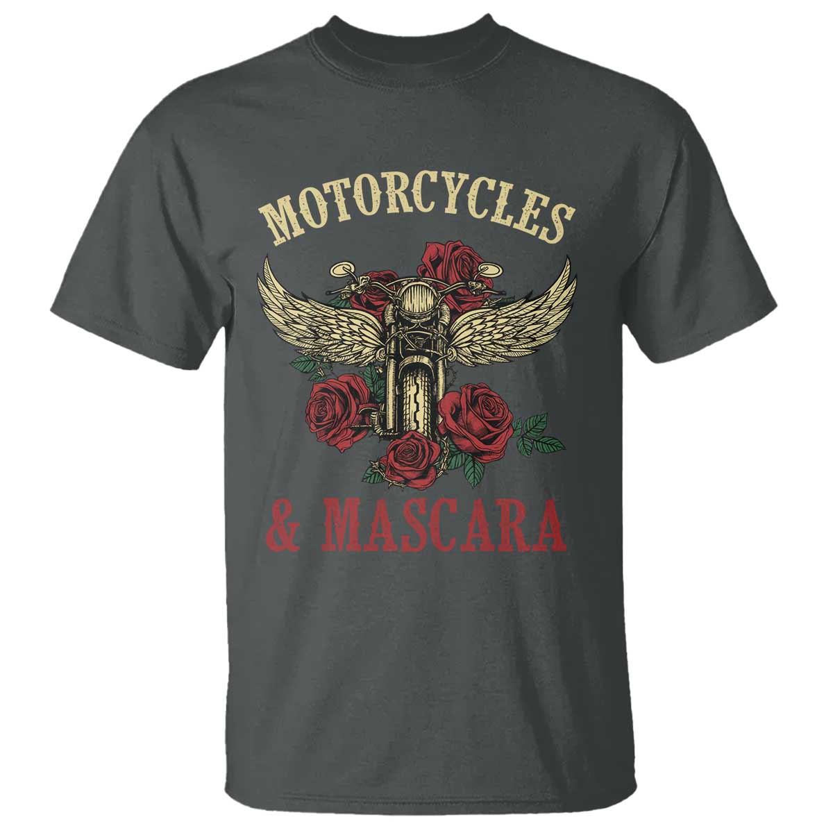 Motorcycle Women Biker T Shirt Motorcycles And Mascara Roses - Wonder Print Shop