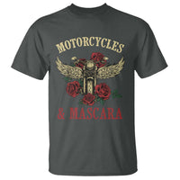 Motorcycle Women Biker T Shirt Motorcycles And Mascara Roses - Wonder Print Shop