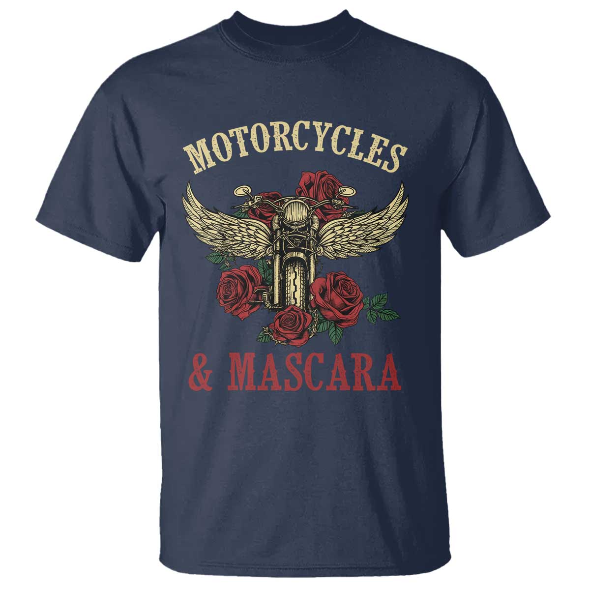 Motorcycle Women Biker T Shirt Motorcycles And Mascara Roses - Wonder Print Shop