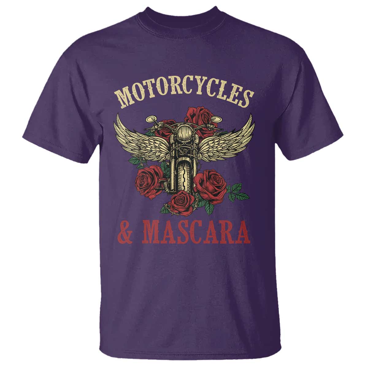 Motorcycle Women Biker T Shirt Motorcycles And Mascara Roses - Wonder Print Shop