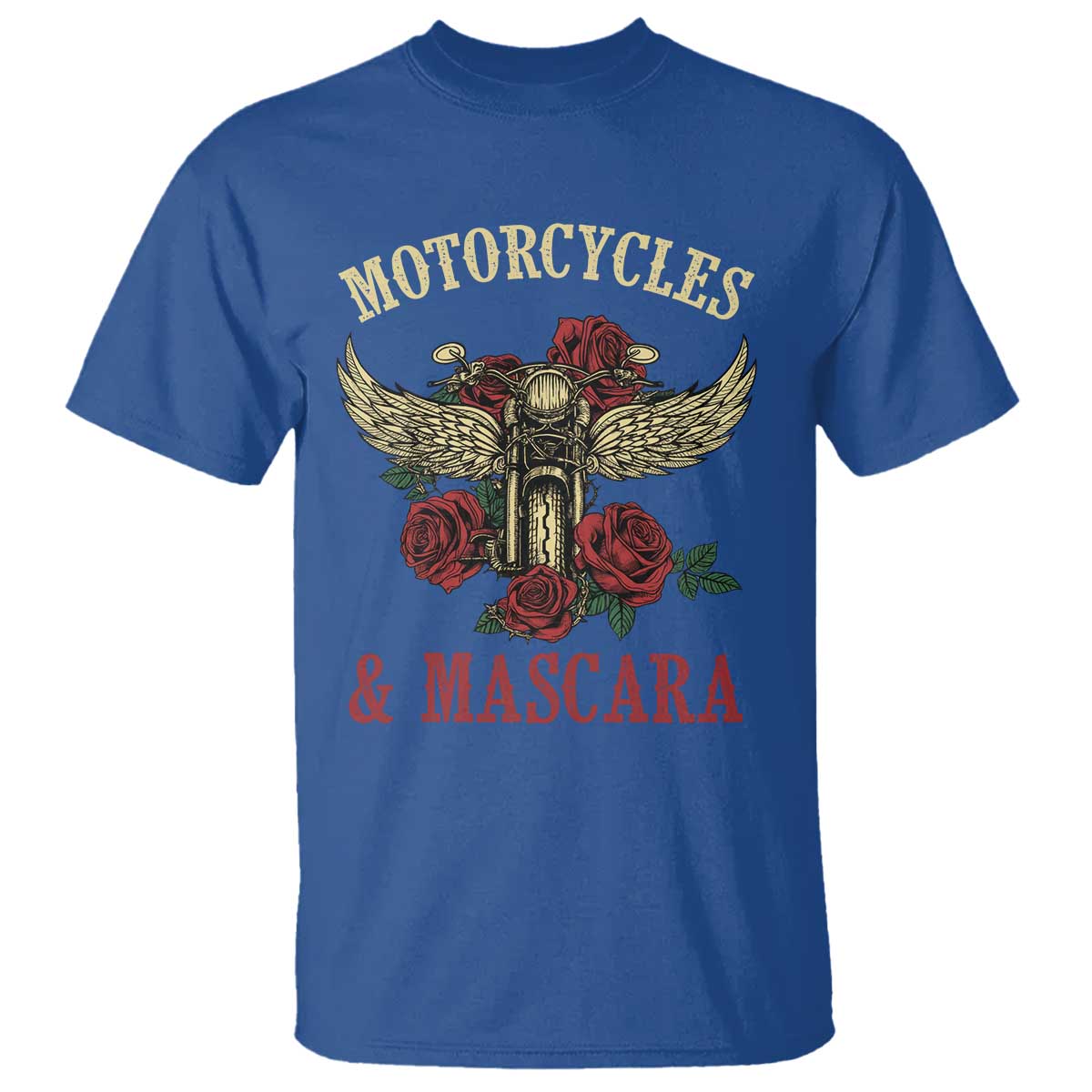 Motorcycle Women Biker T Shirt Motorcycles And Mascara Roses - Wonder Print Shop